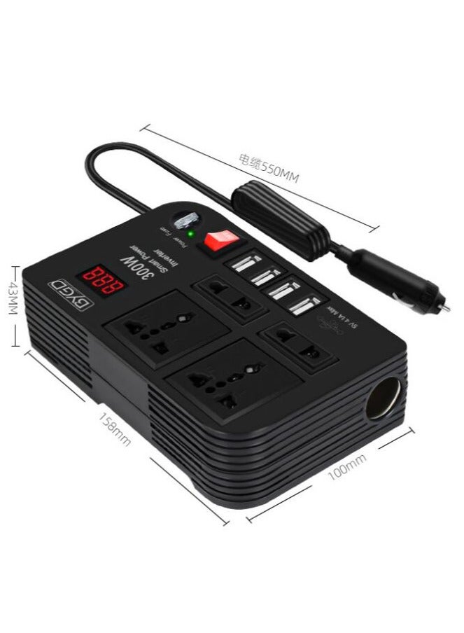 Generic 300W Car Power Inverter With 4 USB Socket Auto Charger Converter DC 12V To AC 220V Fast Charging Part  - Image 4