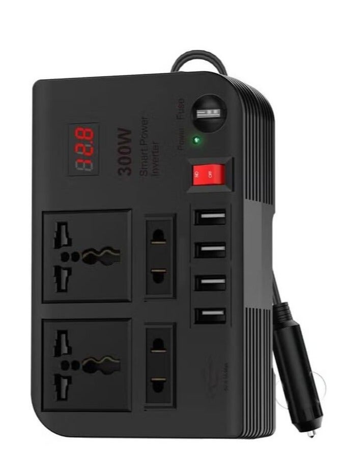 Generic 300W Car Power Inverter With 4 USB Socket Auto Charger Converter DC 12V To AC 220V Fast Charging Part  - Image 1