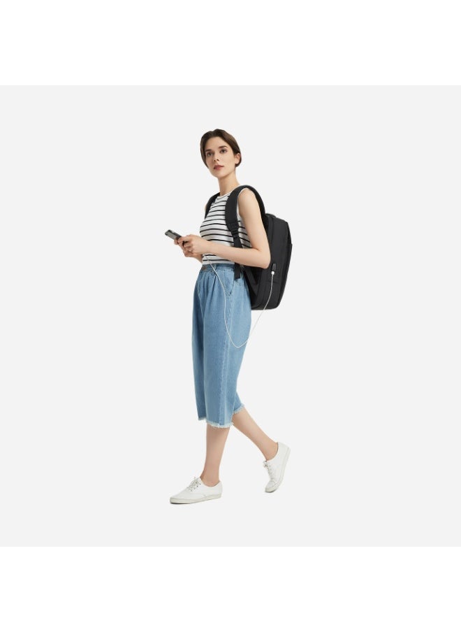 Energy Case Laptop Backpack for Men and Women with 16-inch Computer Pocket, Water-Resistant Backpack with USB Charging Port, Black