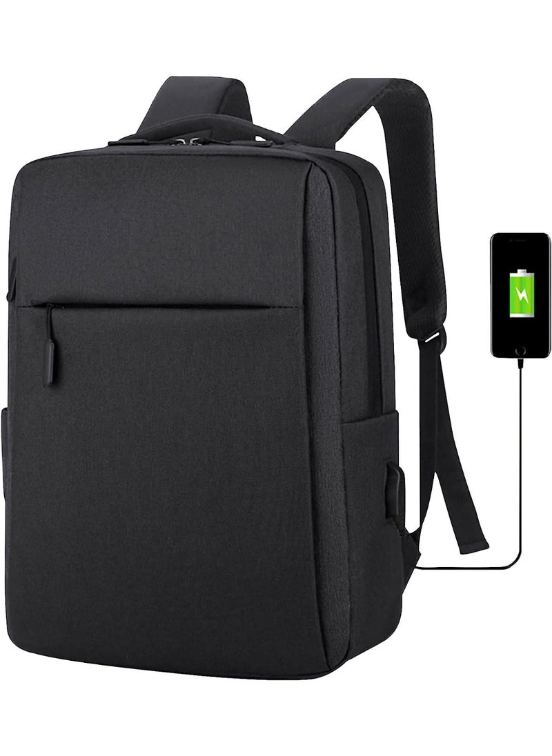 Energy Case Laptop Backpack for Men and Women with 16-inch Computer Pocket, Water-Resistant Backpack with USB Charging Port, Black