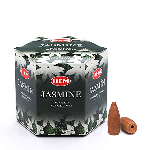 HEM Jasmine Backflow Brown Incense Cones  Long Lasting Aroma for Positivity  Pure Air  Wood Powder  Aromatherapy for Stress Relief Air Purifier  Cleansing  Gift Set  Pack of 40 Cones