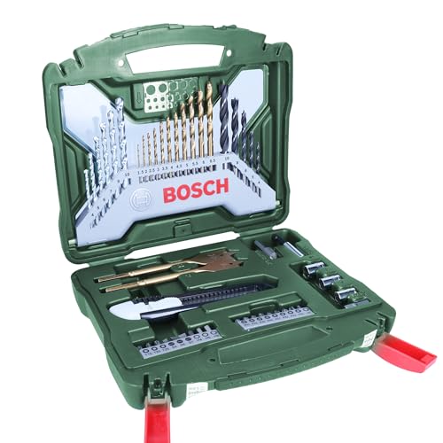BOSCH 50-piece X-Line TiN-Coated Set | All-in-One DIY Drill & Screw Kit | 11 x Metal Drill Bits, 6 Masonry, 5 Wood Bits, Spade Bits, 18 Screwdriver Bits, Countersink, Knife & Nutsetters - Image 1