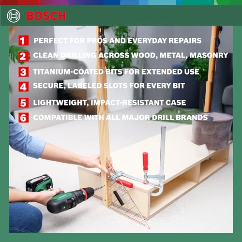 BOSCH 50-piece X-Line TiN-Coated Set | All-in-One DIY Drill & Screw Kit | 11 x Metal Drill Bits, 6 Masonry, 5 Wood Bits, Spade Bits, 18 Screwdriver Bits, Countersink, Knife & Nutsetters - Image 3