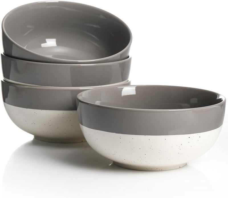 AISBUGUR Cereal Bowls Set of 4 26oz Large Soup Bowls for Kitchen Ceramic Bowls for Oatmeal Salad Pasta Soup Dessert Serving Bowls Dishwasher  Microwave Safe Grey - Image 1