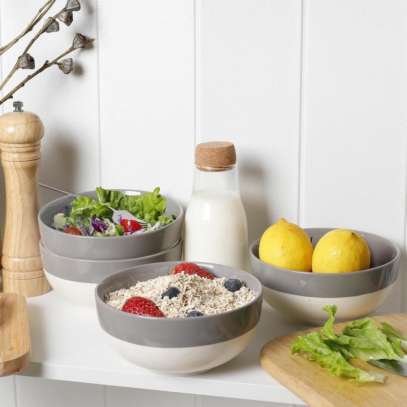 AISBUGUR Cereal Bowls Set of 4 26oz Large Soup Bowls for Kitchen Ceramic Bowls for Oatmeal Salad Pasta Soup Dessert Serving Bowls Dishwasher  Microwave Safe Grey - Image 3