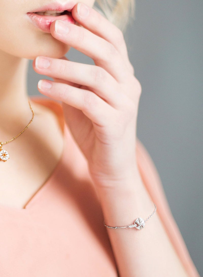 AWNL Women's Silver Bracelet with CZ Diamonds Cardamom Flower Design Gift for Women - Image 2