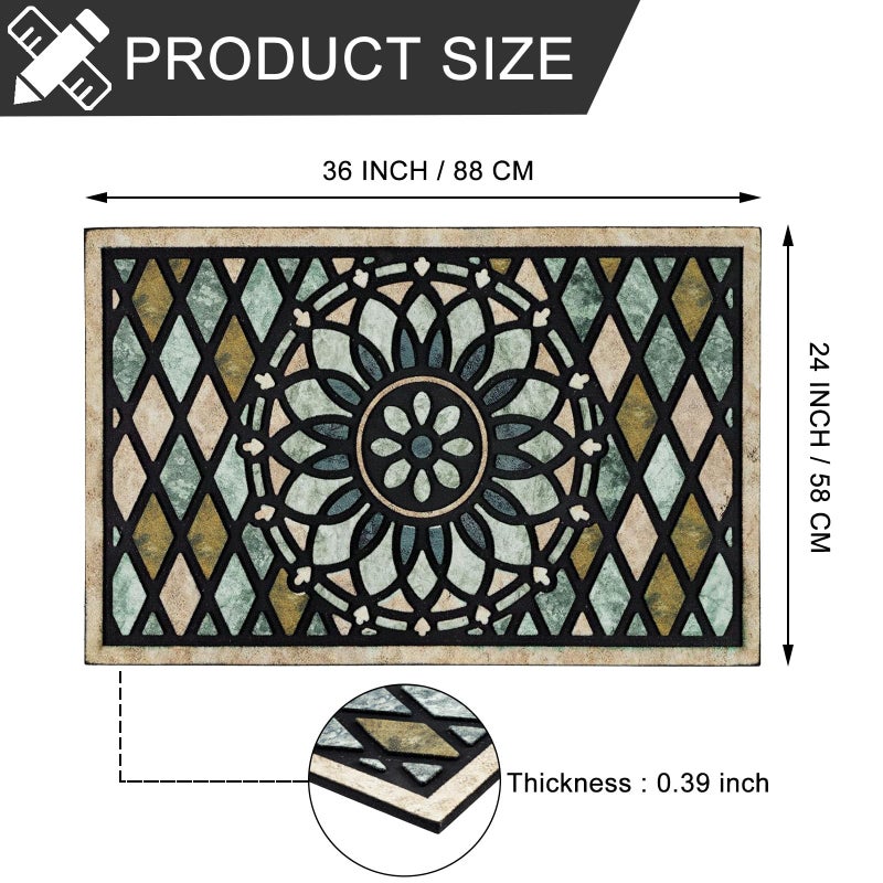 CHICHIC Welcome Door Mat 24 x 36 Inch Front Doormat Outdoors for Home Entrance Outdoors Mat for Outside Entry Way Doormat Entry Rugs, Heavy Duty Non Slip Rubber Back Low Profile, Flower - Image 3