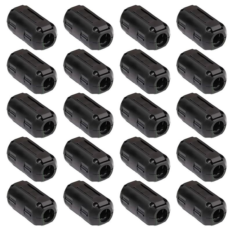 Ferrite Ring Filter 20 Pack Black 9mm Inner Diameter - Snap-on EMI RFI Suppressor for Home Office DIY Enthusiasts Audio Video Devices - Image 1