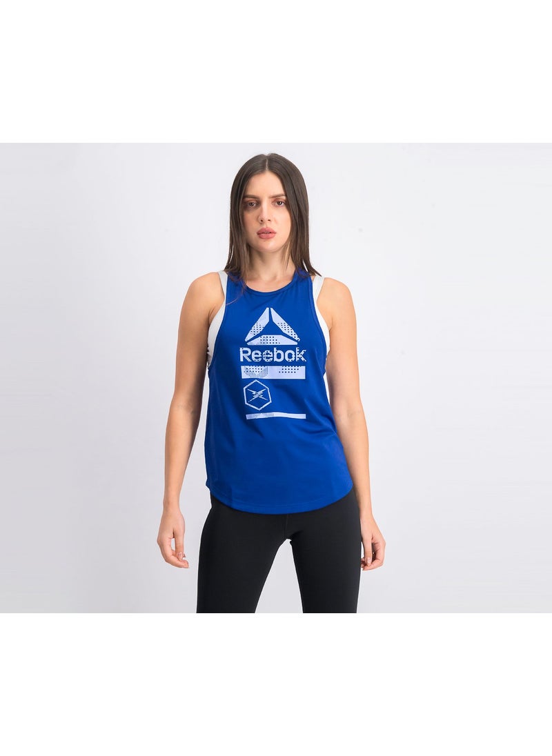 Reebok Womens Active Chill Graphic Tank, Deep Cobalt  - Image 1