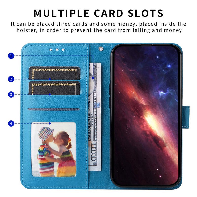 erorex For Infinix Smart 10 Plus 4G Embossed Sunflower Leather Phone Case(Blue) - Image 3