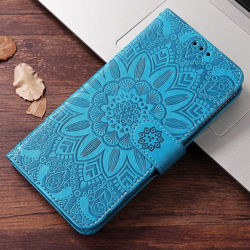 erorex For Infinix Smart 10 Plus 4G Embossed Sunflower Leather Phone Case(Blue) - Image 2