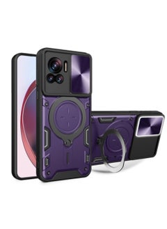 Generic Case for Motorola Edge 30 Ultra CD Texture Sliding Camshield Magnetic Holder Phone Case Purple  - Image 1