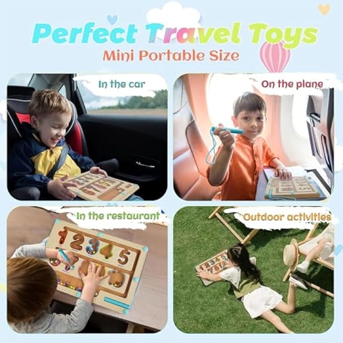 COLOR AND NUMBER MAZE WOODEN MONTESSORI PUZZLE GAME WITH WAND FOR KIDS, COLOR MATCHING AND COUNTING BOARD TOY FOR TODDLERS, EDUCATIONAL STEM LEARNING ACTIVITY FOR BOYS AND GIRLS - Image 5