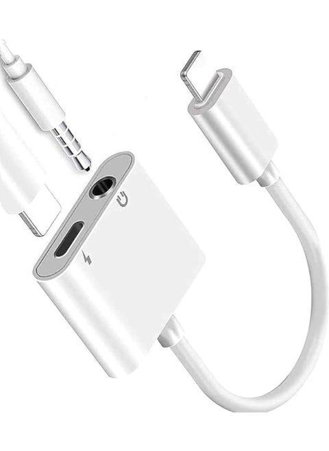 2-in-1 Lightning to 3.5mm Headphone Jack and Charger Adapter – Audio and Power Splitter Compatible with iPhone Devices