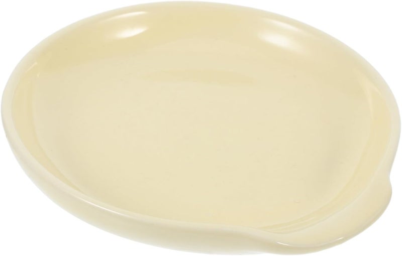 Ceramic Spoon Rest for Kitchen Counter and Stove -resistant Non-slip Utensil Holder round Beige Design Spoon Cradle for Cooking Ladles - Image 1