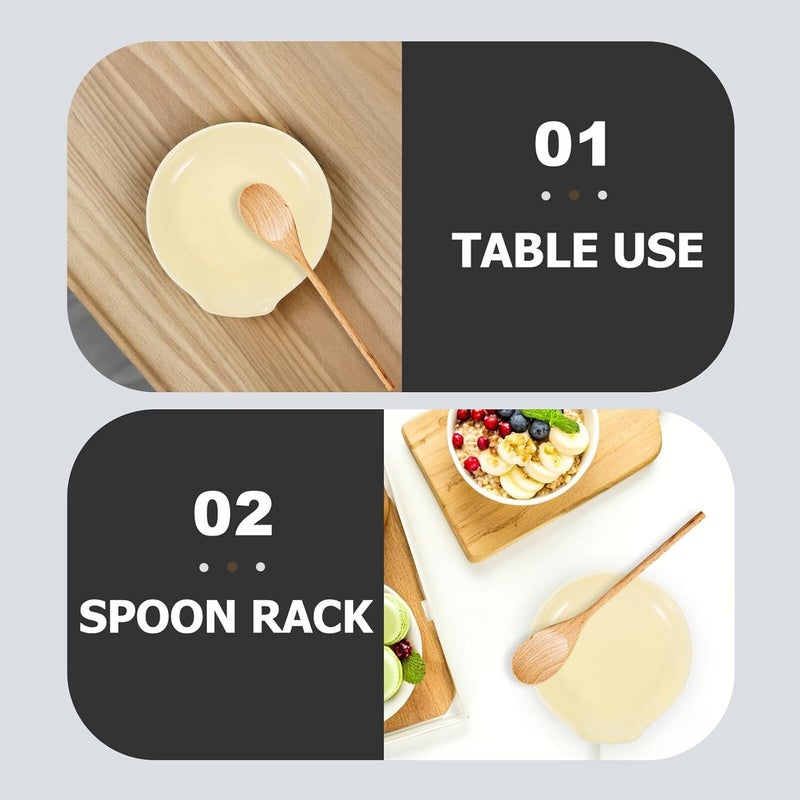 Ceramic Spoon Rest for Kitchen Counter and Stove -resistant Non-slip Utensil Holder round Beige Design Spoon Cradle for Cooking Ladles - Image 3