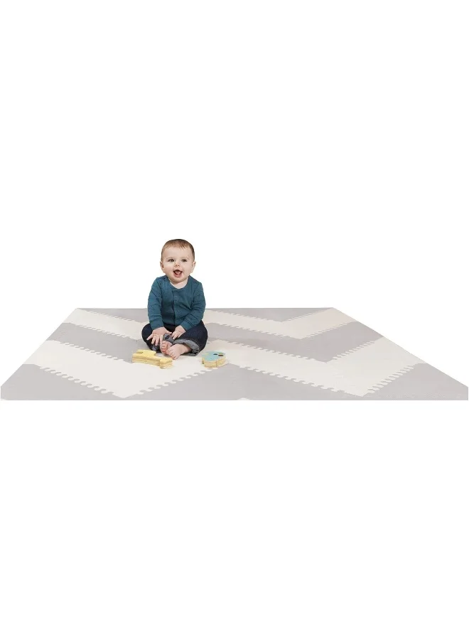 سكيب هوب Playspot Geo Foam Floor Tiles Grey/Cream 178x142x1.5cm – Soft Play Mat for Kids