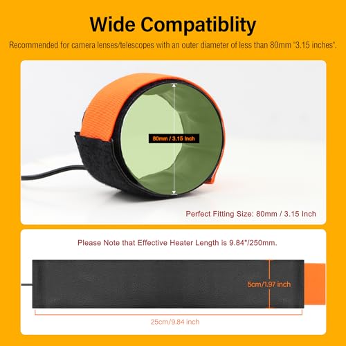 Astromania Dew Heater for Telescope DSLR Camera Lens 250mm DC Lens Heater Warmer Stepless Temperature Regulator for Universal Cameras and Telescopes Lens Less Than 315 Inch 80mm in Outer Diameter - Image 3