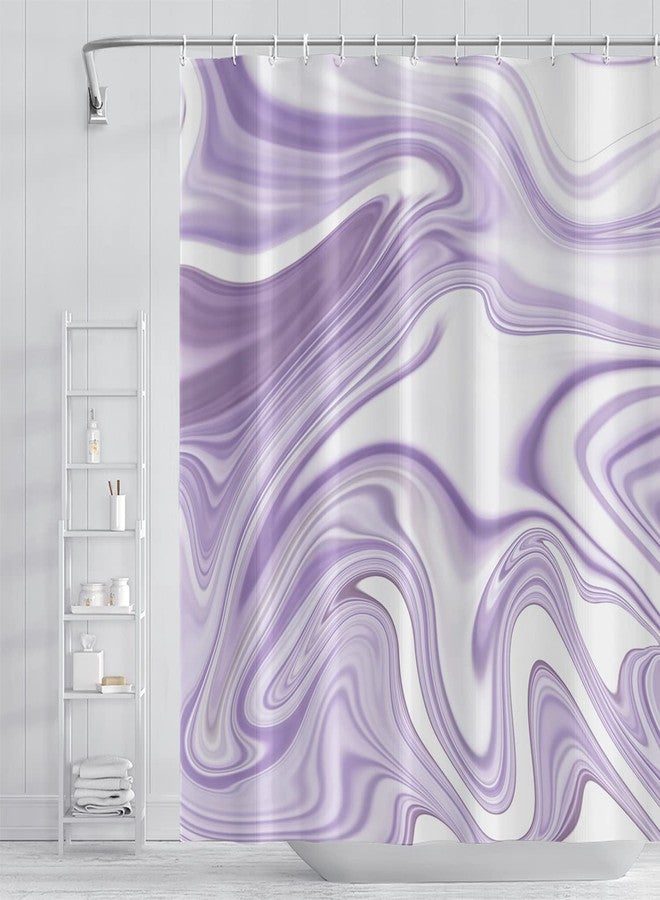 Umpoo Purple and White Marble Bathroom Shower Curtain Abstract Smooth Texture Bath Curtain with Hooks Waterproof Polyester Fabric Shower Curtains for Modern Aesthetics Bath Decorative, 72x84 Inch - Image 1