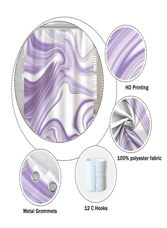 Umpoo Purple and White Marble Bathroom Shower Curtain Abstract Smooth Texture Bath Curtain with Hooks Waterproof Polyester Fabric Shower Curtains for Modern Aesthetics Bath Decorative, 72x84 Inch - Image 5
