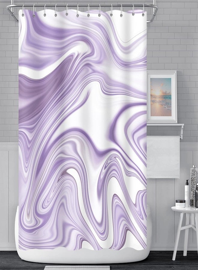 Umpoo Purple and White Marble Bathroom Shower Curtain Abstract Smooth Texture Bath Curtain with Hooks Waterproof Polyester Fabric Shower Curtains for Modern Aesthetics Bath Decorative, 72x84 Inch - Image 2