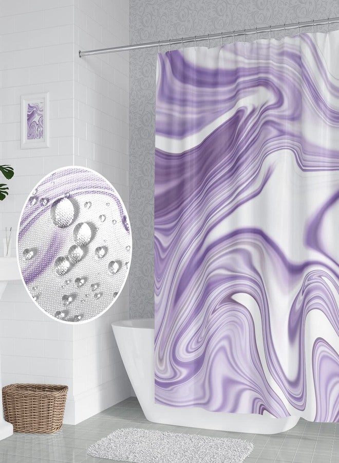 Umpoo Purple and White Marble Bathroom Shower Curtain Abstract Smooth Texture Bath Curtain with Hooks Waterproof Polyester Fabric Shower Curtains for Modern Aesthetics Bath Decorative, 72x84 Inch - Image 3