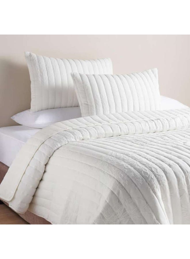Pan Home 3-Piece Cotton Matelasse Bedspread Set - Bright Ivory - Image 2