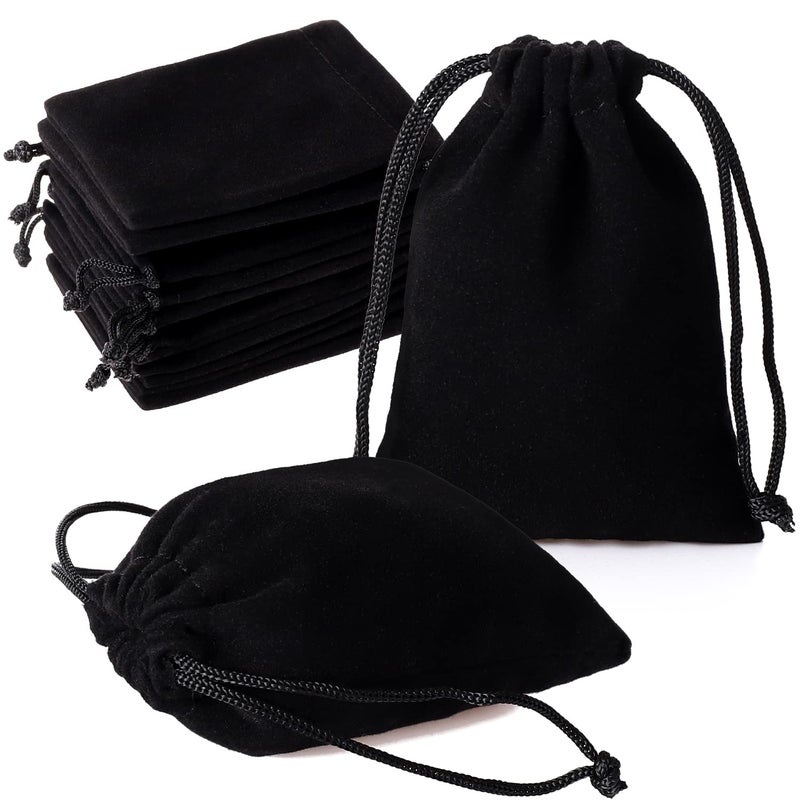 ENNIYU 20PCS Premium Velvet Bags with Drawstring, Black Jewelry bags Pouches Candy Bags, 3x4 Advent Calendar Bags Mini Dice Bags Gift Bags Party Favor Treat Bags for Christmas Jewelry Bracelets - Image 1