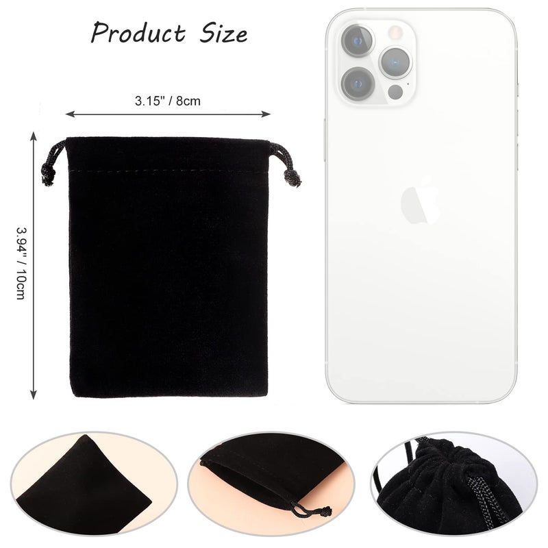 ENNIYU 20PCS Premium Velvet Bags with Drawstring, Black Jewelry bags Pouches Candy Bags, 3x4 Advent Calendar Bags Mini Dice Bags Gift Bags Party Favor Treat Bags for Christmas Jewelry Bracelets - Image 2