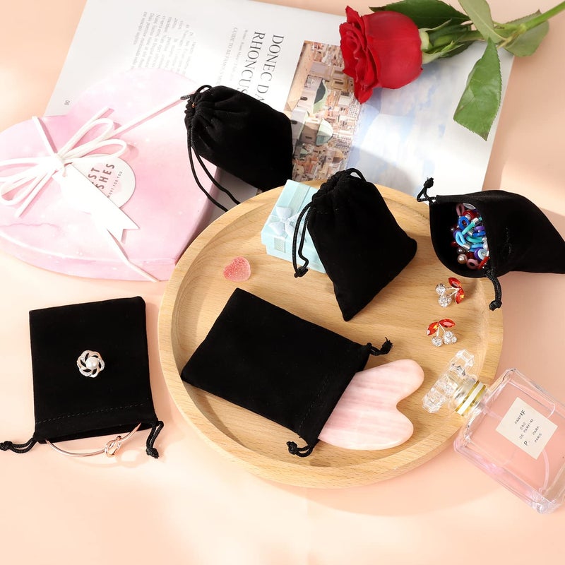 ENNIYU 20PCS Premium Velvet Bags with Drawstring, Black Jewelry bags Pouches Candy Bags, 3x4 Advent Calendar Bags Mini Dice Bags Gift Bags Party Favor Treat Bags for Christmas Jewelry Bracelets - Image 5