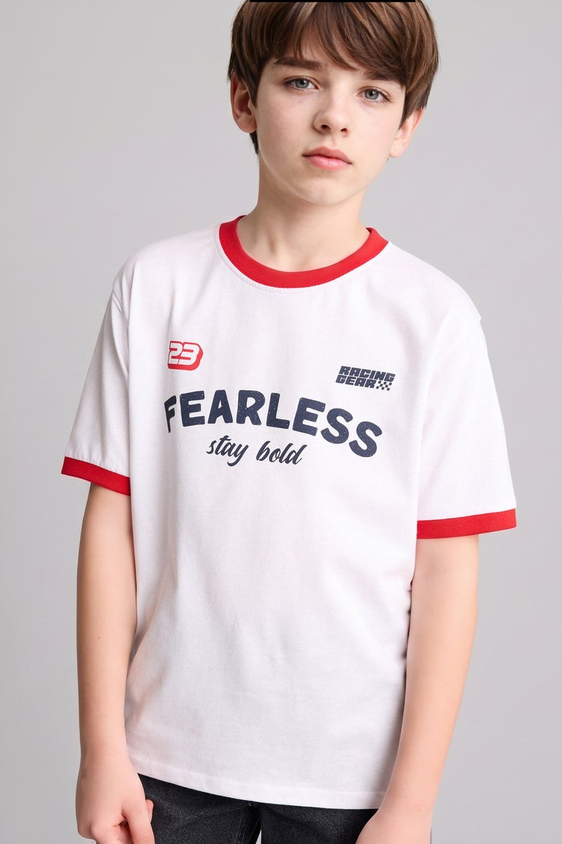 DeFacto White Boy Boy Regular Fit Printed Short Sleeve T-Shirt Casual - Image 1