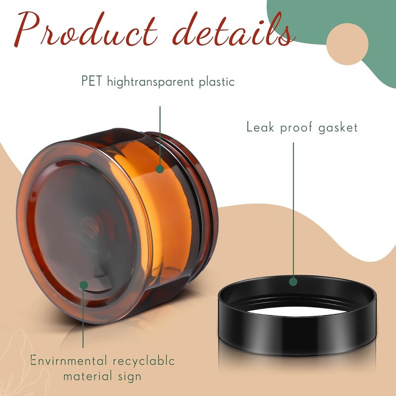 Patelai 4 Pieces Round Wide-mouth Leak Proof Plastic Container Jars with Lids for Travel Storage Makeup Beauty Products Face Creams Oils Salves Ointments DIY Making(1 Ounce,Amber) - Image 3