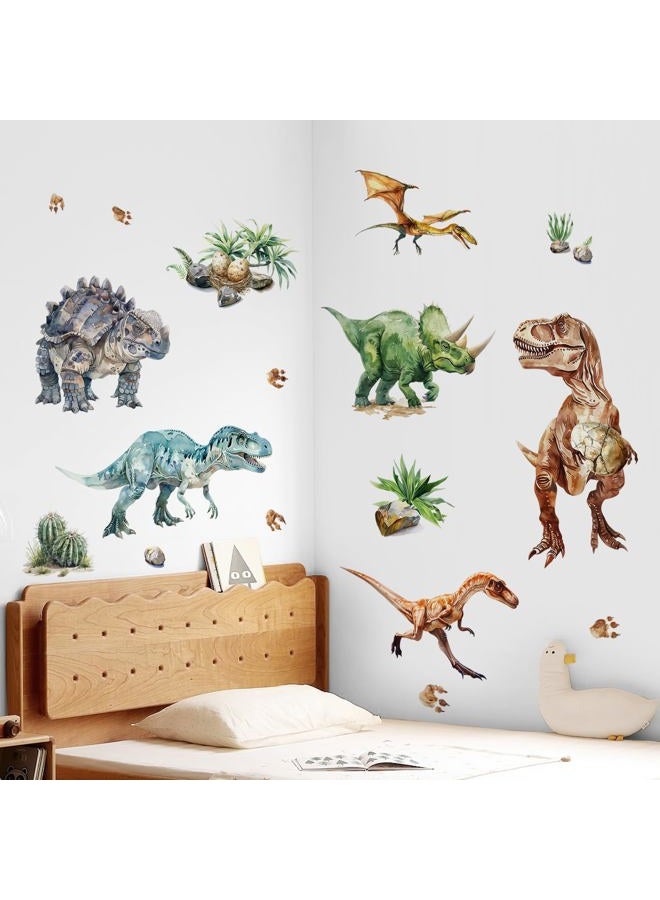 Supzone Large Dinosaur Wall Decals Dino Volcano Tropical Plants Cactus Wall Stickers Nursery Toddler Playroom Decor, Kids Room Home Decorations Girls Boys Bedroom Classroom Wall Art Decal - Image 4