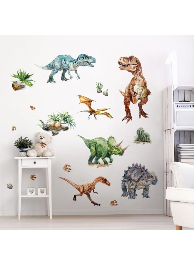 Supzone Large Dinosaur Wall Decals Dino Volcano Tropical Plants Cactus Wall Stickers Nursery Toddler Playroom Decor, Kids Room Home Decorations Girls Boys Bedroom Classroom Wall Art Decal - Image 2