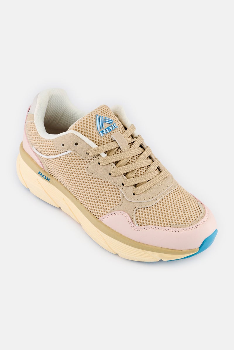 RBX Women Textile Lace Up Outdoor Shoes, Beige - Image 1