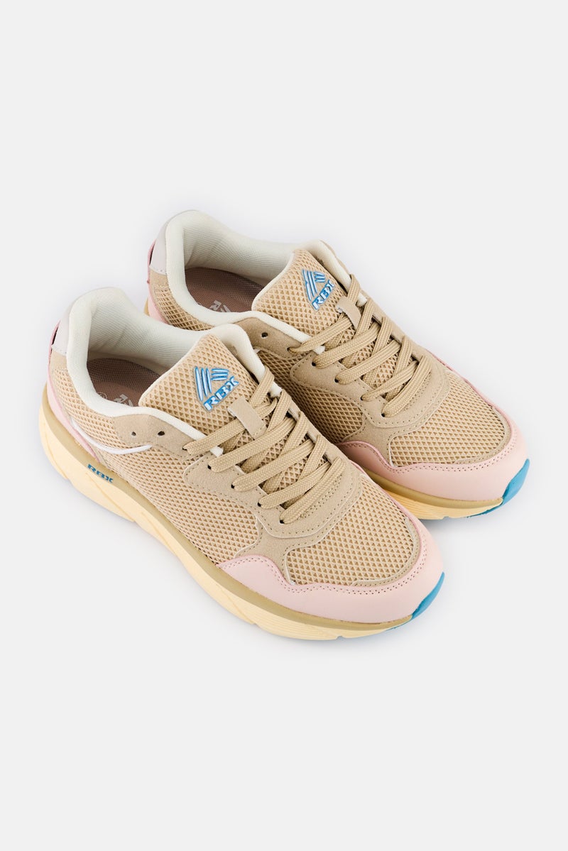 RBX Women Textile Lace Up Outdoor Shoes, Beige - Image 4