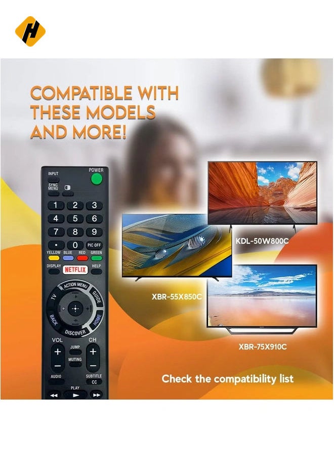 OEM Sony RMT-TX100U Remote Control Compatible with TV Models: XBR-49X800C, XBR48X800C, XBR-49X830C, XBR49X830C, XBR-49X835C, XBR49X835C, and More - Includes Netflix Hotkey with battery