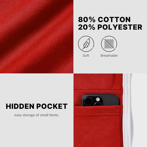 Ohoo Men's Zip Up Hoodie Lightweight Slim Fit Sweatshirt Full Zip Hooded Jacket / DCF002-RED-M - Image 5