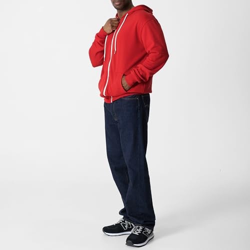 Ohoo Men's Zip Up Hoodie Lightweight Slim Fit Sweatshirt Full Zip Hooded Jacket / DCF002-RED-M - Image 4