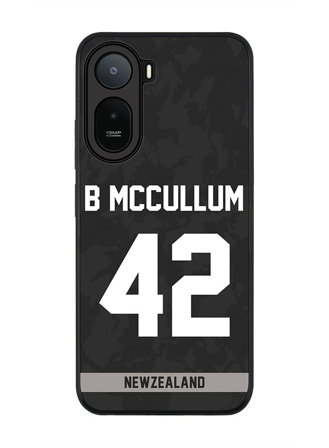 Stylizedd Rugged Case for Xiaomi Redmi A7 Pro 4G / Poco C81 / Poco C81 Pro / Poco C85x 5G- Slim Fit Hybrid Rubber Cover New Zealand Brendon McCullum, Jersey No 42