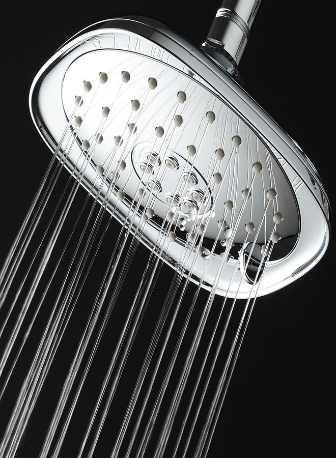 AquaDance High-Pressure 3-function Giant 7.3-Inch Designer Rain Shower Head w/High-Power Pulsating Massage & Whisper-Quiet(TM) Technology! More Power - Less Noise/Brass Metal Connection Nut, Anti-Clog Jets - Image 3