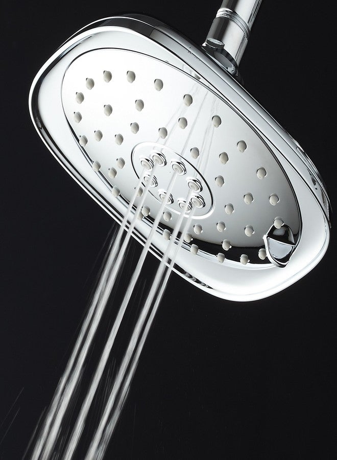 AquaDance High-Pressure 3-function Giant 7.3-Inch Designer Rain Shower Head w/High-Power Pulsating Massage & Whisper-Quiet(TM) Technology! More Power - Less Noise/Brass Metal Connection Nut, Anti-Clog Jets - Image 4