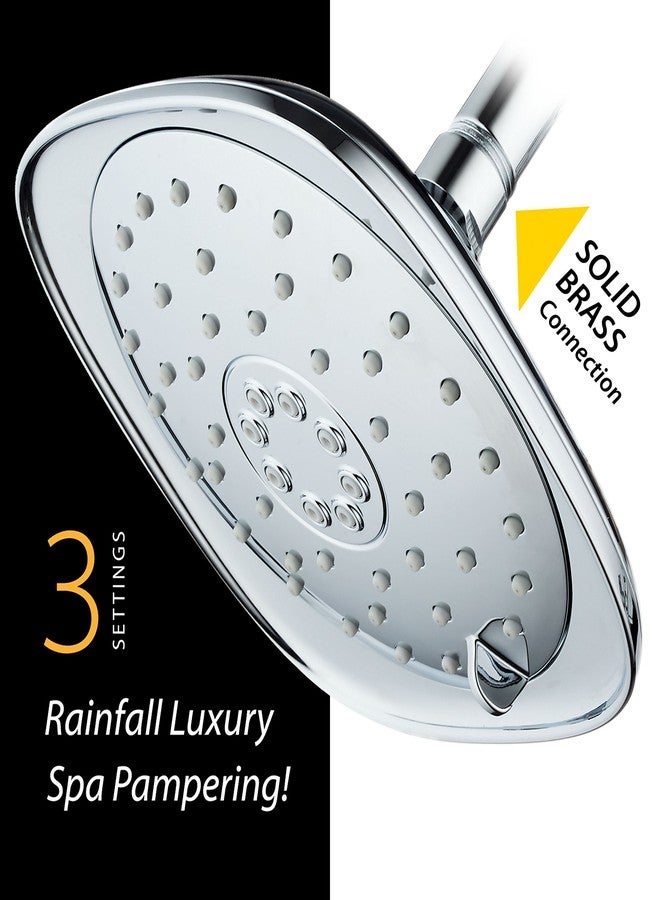 AquaDance High-Pressure 3-function Giant 7.3-Inch Designer Rain Shower Head w/High-Power Pulsating Massage & Whisper-Quiet(TM) Technology! More Power - Less Noise/Brass Metal Connection Nut, Anti-Clog Jets - Image 2