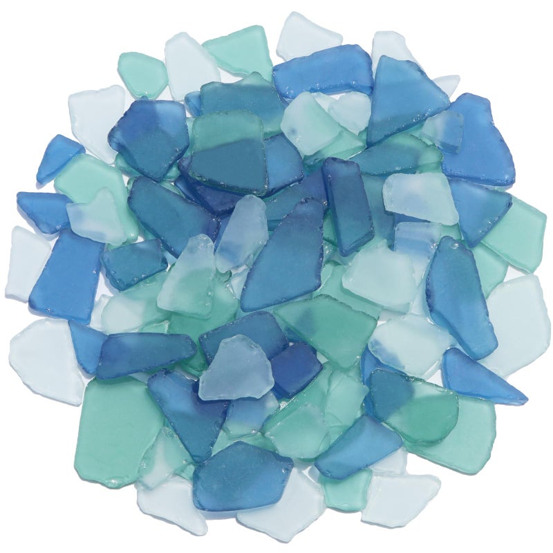 QYGL Sea Glass for Crafts - 14oz Frosted Seaglass Pieces - Vase Filler and Aquarium Ornament, DIY Craft Supplies for Art, Beach Weddings, and Home Decor (Blue, Aqua Green, White) - Image 1