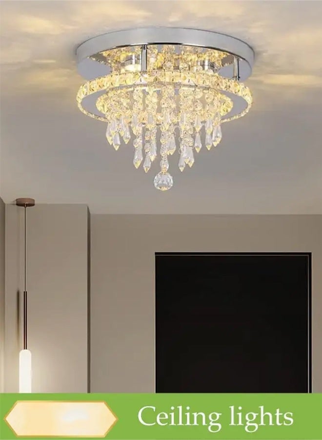 Sumkyle Crystal Ceiling Lamp, Corridor Lamp, Entrance Lamp, 30cm Three-Color Variable Light, Balcony Cloakroom Aisle Lamp, Round Chandelier, Suitable For Corridor Entrance, Dining Room, Living Room, Study, Bedroom, Stairwell - Image 1