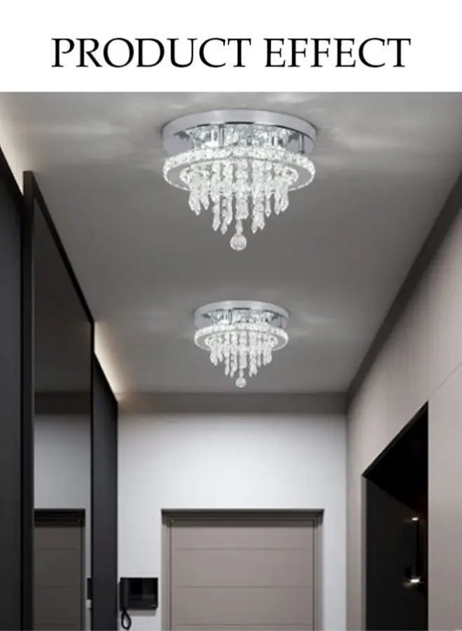 Sumkyle Crystal Ceiling Lamp, Corridor Lamp, Entrance Lamp, 30cm Three-Color Variable Light, Balcony Cloakroom Aisle Lamp, Round Chandelier, Suitable For Corridor Entrance, Dining Room, Living Room, Study, Bedroom, Stairwell - Image 5