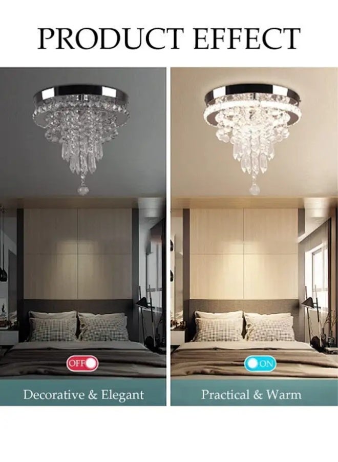 Sumkyle Crystal Ceiling Lamp, Corridor Lamp, Entrance Lamp, 30cm Three-Color Variable Light, Balcony Cloakroom Aisle Lamp, Round Chandelier, Suitable For Corridor Entrance, Dining Room, Living Room, Study, Bedroom, Stairwell - Image 4