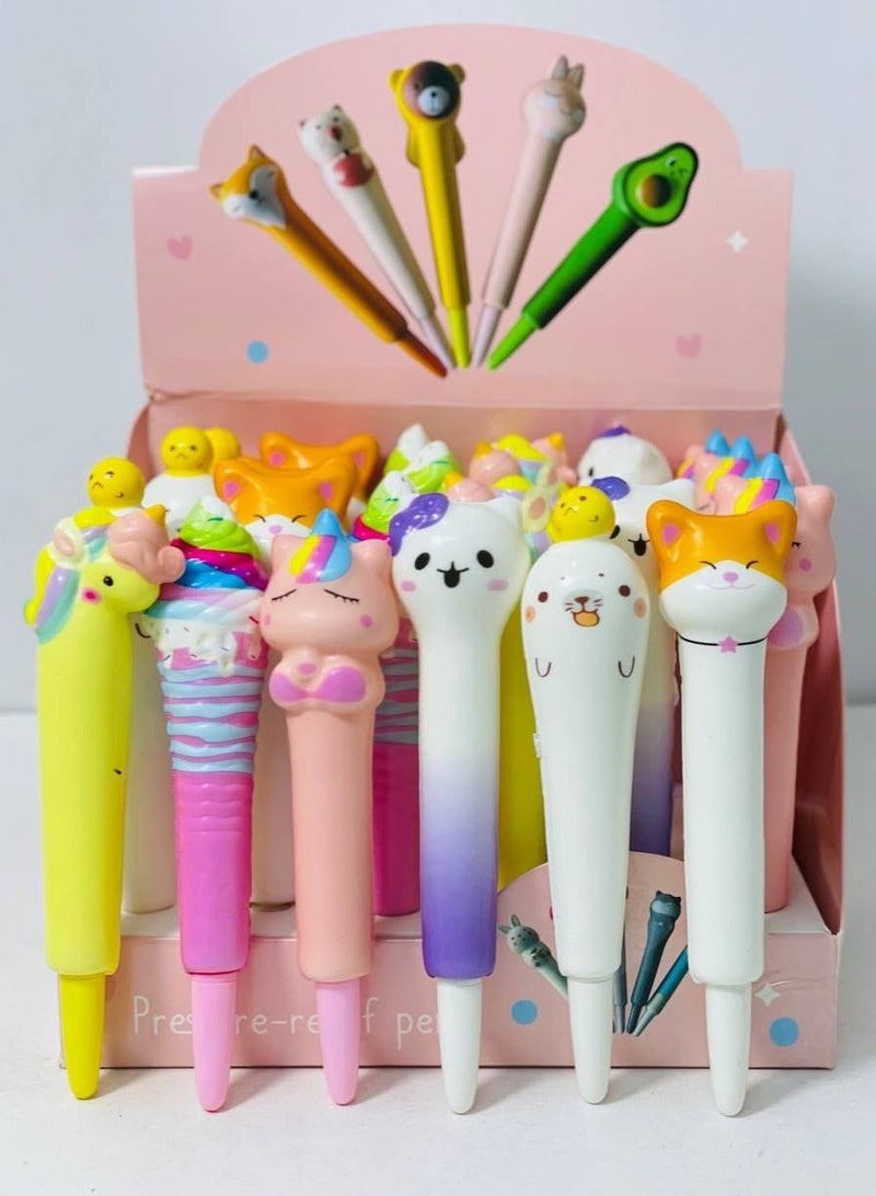 Generic Silicone ballpoint pen stand with cartoon cover for children. Stand: 24 pens.  - Image 1