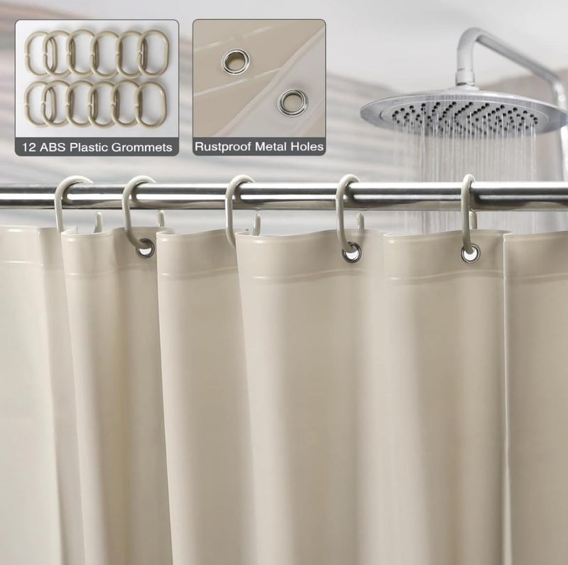 Waterproof and Mildew Proof Shower Curtain - Antibacterial Bathtub and Shower Curtain 180x200cm (Beige) - Image 4