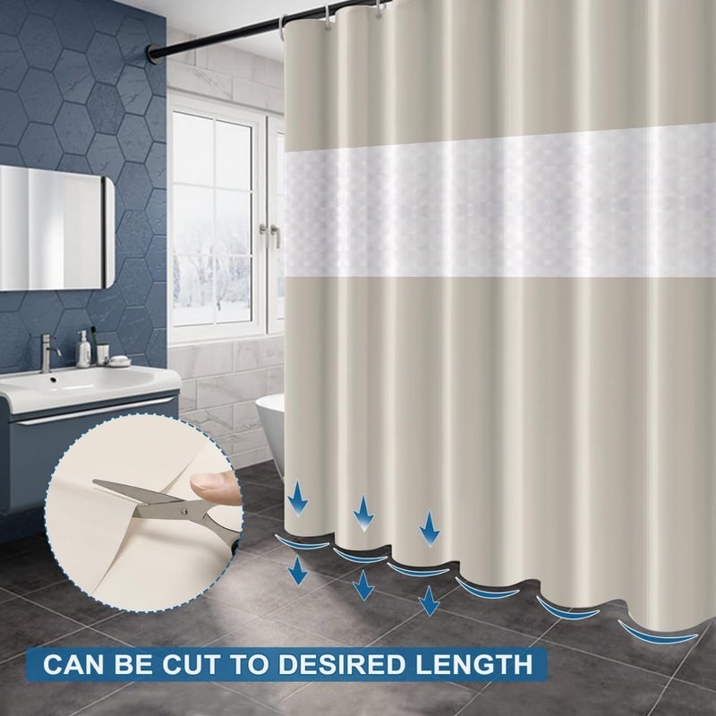 Waterproof and Mildew Proof Shower Curtain - Antibacterial Bathtub and Shower Curtain 180x200cm (Beige) - Image 3